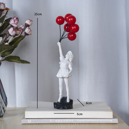 Little Girl with Balloon Resin Art Sculpture