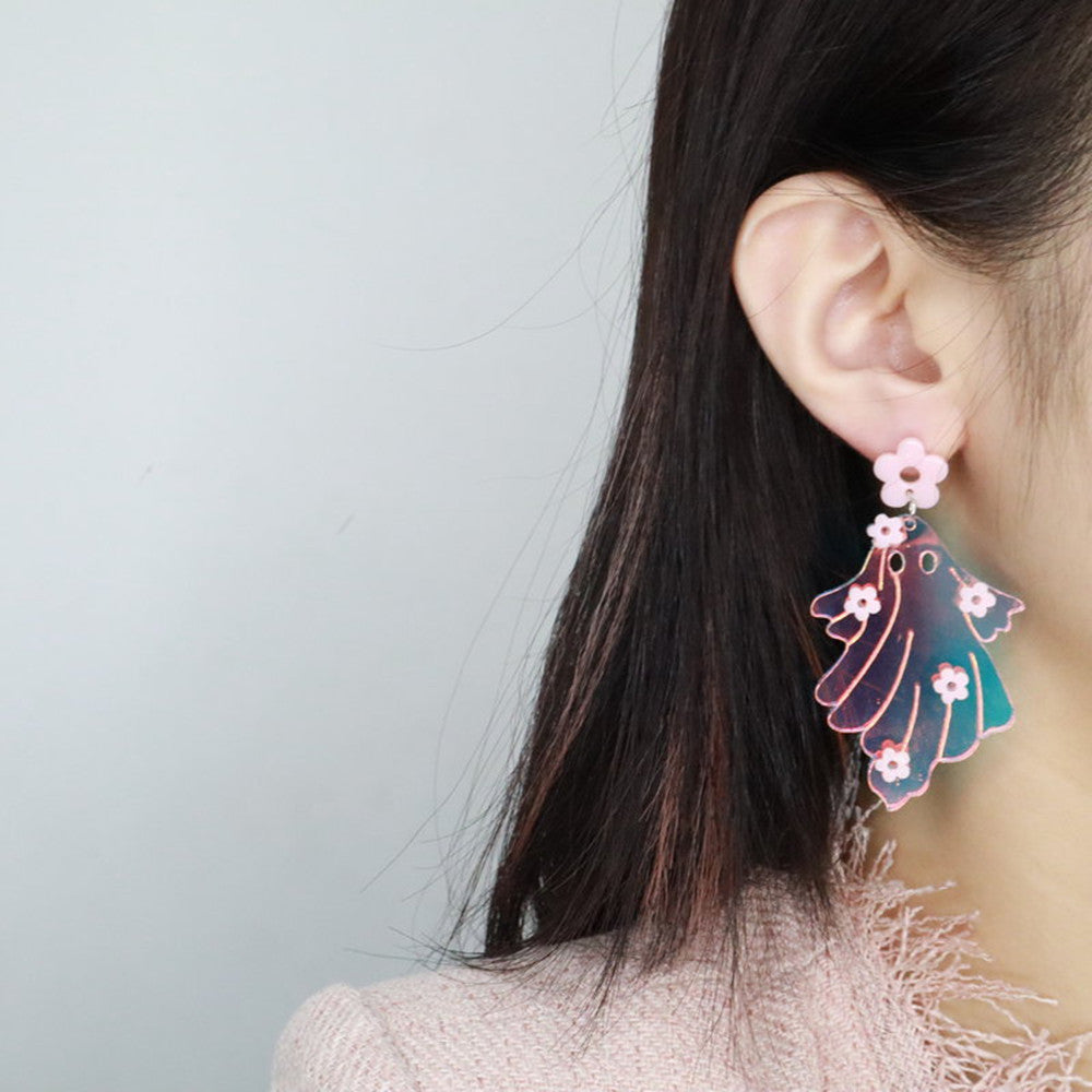 Halloween Earrings | Spooky Flower Laser-Cut Jewelry